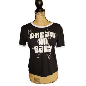 Women's Cropped Short Sleeve DREAM ON BABY Graphic Tee Medium NWOT